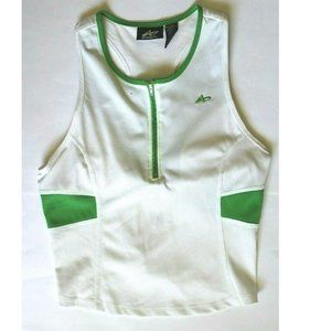 Women's Athletech Tennis Group Top with Padding and Skort, White/Green, Size: L